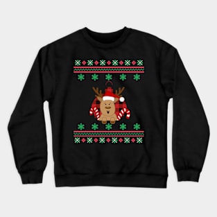 Reindeer Candy Canes Faux Ugly Christmas Sweater Funny Holiday Design Crewneck Sweatshirt